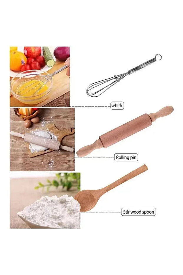 11PCS Kids Cooking Baking Set Chef Set, Includes Apron for Girls, Chef Hat, Mitt & Utensil Gif - 2