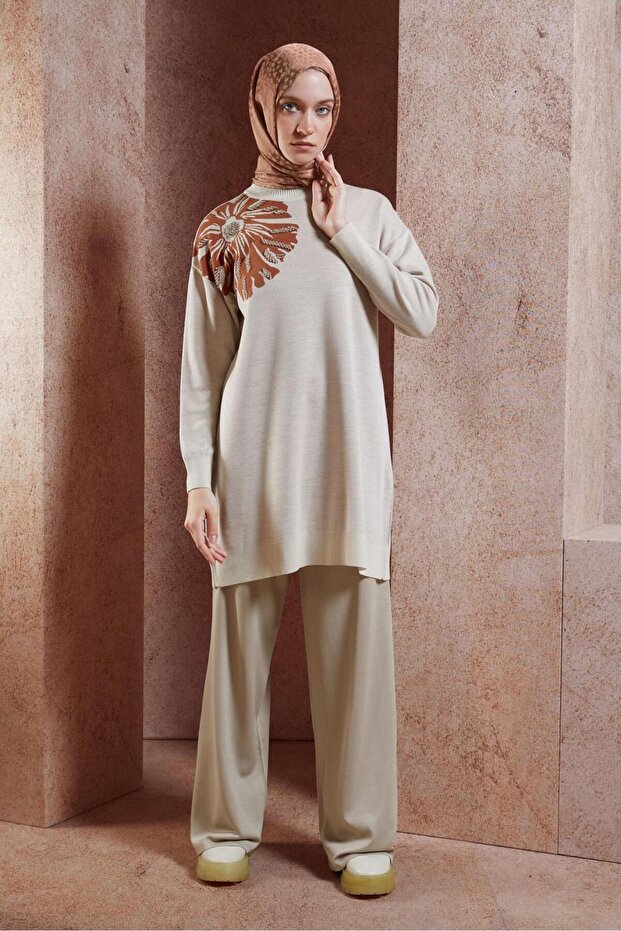 BONCUK İŞLEMELİ TRİKO TUNİK 44914 - 3