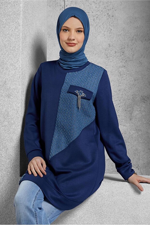 TAŞ DETAYLI EŞOFMAN TUNİK 45129 - 1