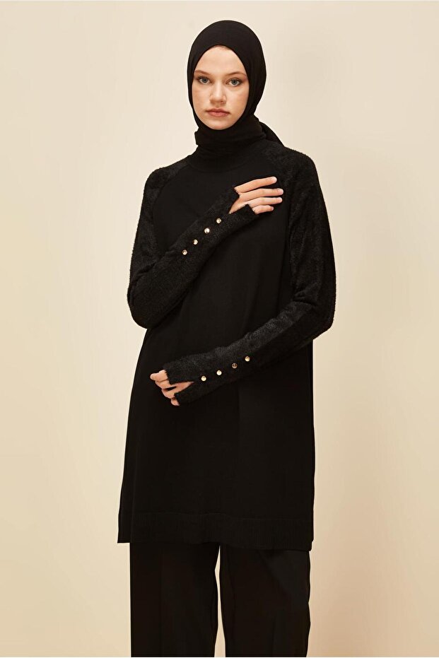 Buttoned Knit Tunic 45929 - 1