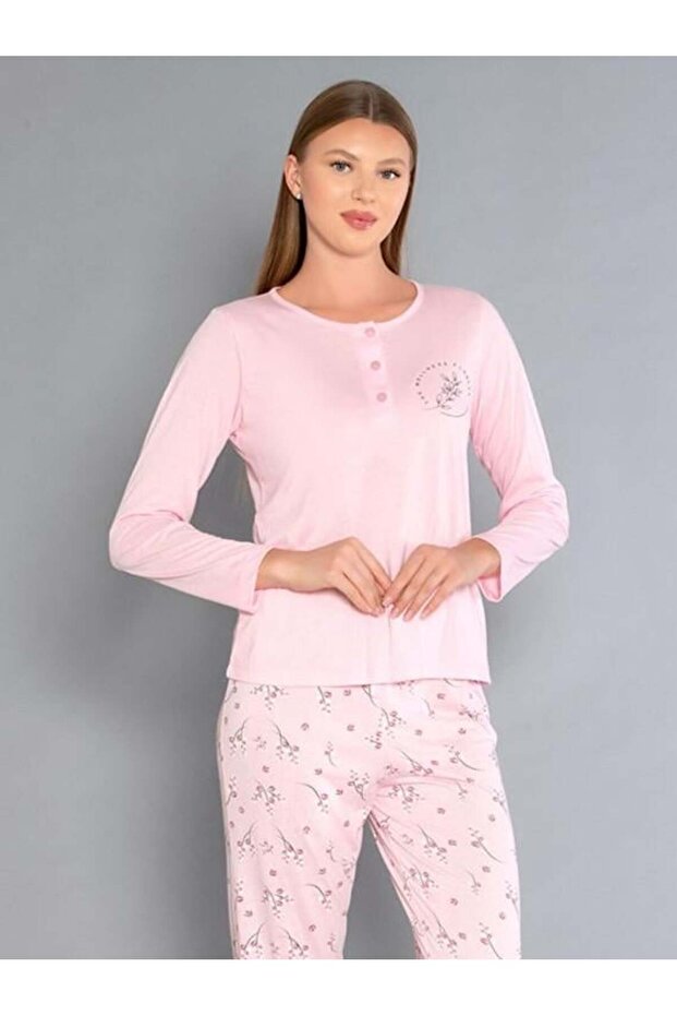 Long Sleeve Plaid Pajama Set - Summer Floral Pattern Soft Milan Fabric - 59-02 (M, L, Xl, X