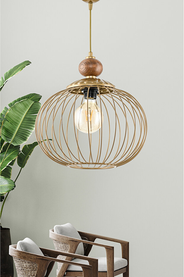 TEKLİ TİKFA ESKİTME SARKIT AVİZE AHŞAPLI - 1