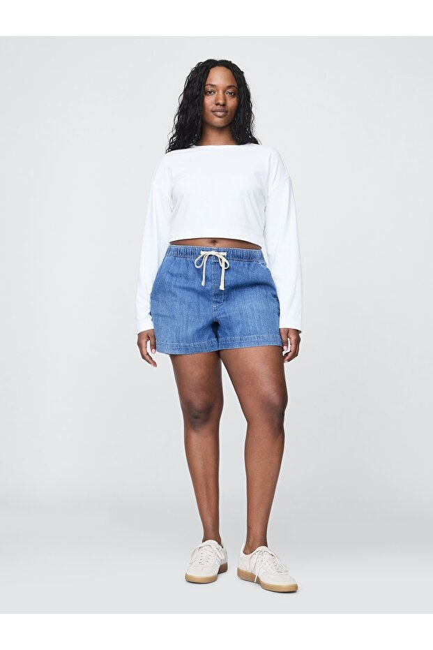 Kadın Mavi Denim Şort - 5