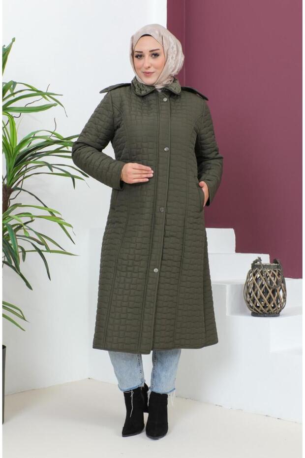 120 Size Knee-Length Quilted Coat