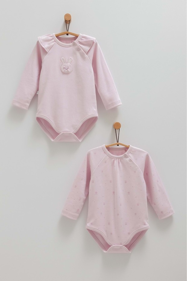 Cute Rabbit Double Snap Body with Shoulder Detail Lilac