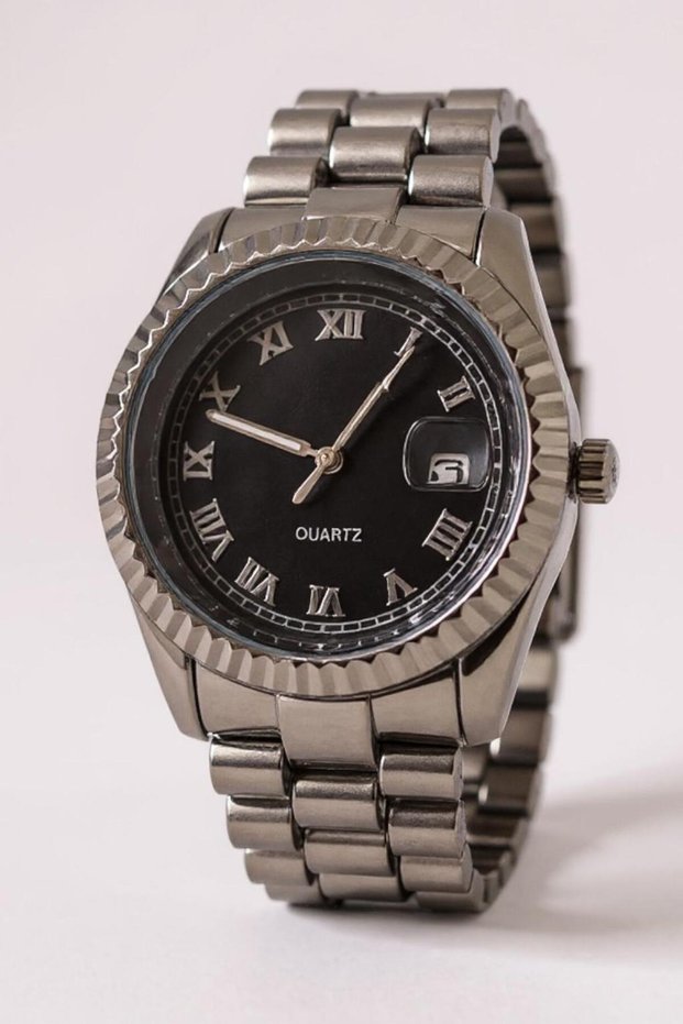 Metal Cord Men's Wrist Watch with Calendar in Special Box – Special Roman Numeral Dial