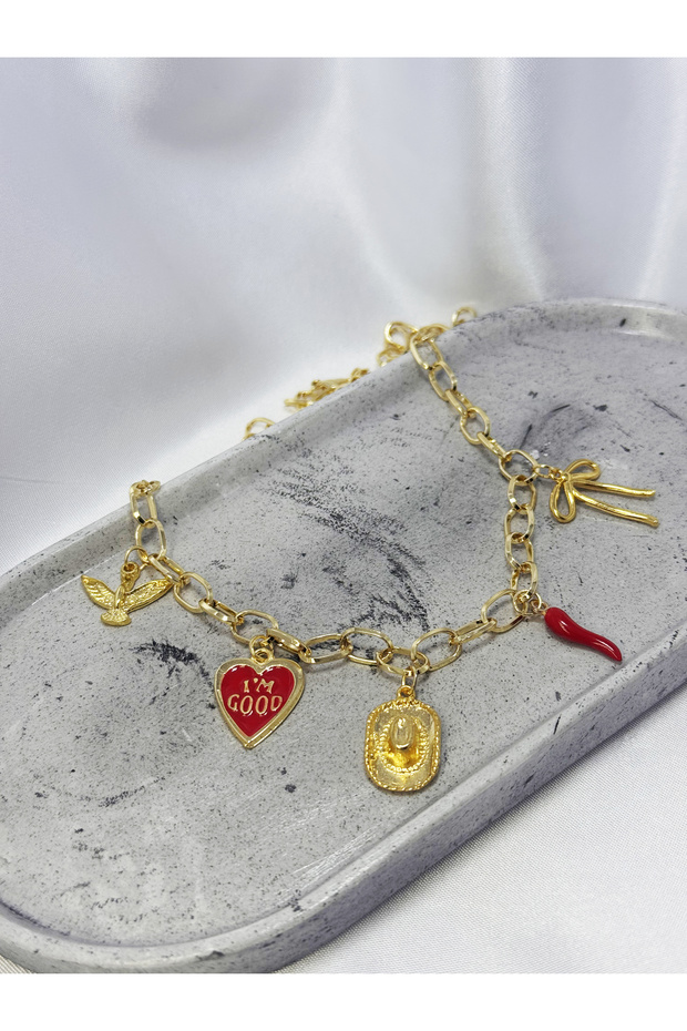 Ruby Gold Charm Kolye - 2