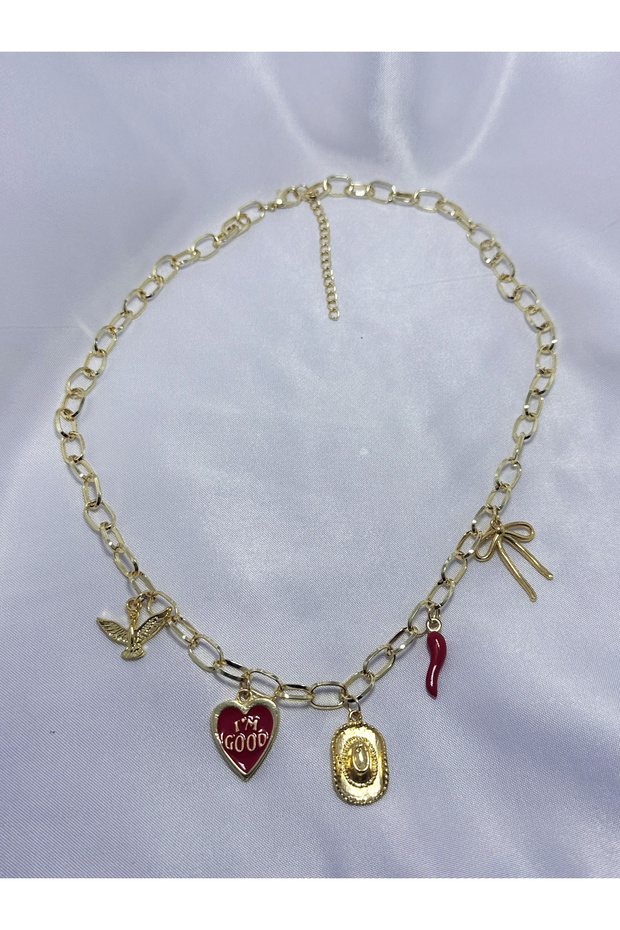 Ruby Gold Charm Kolye - 4