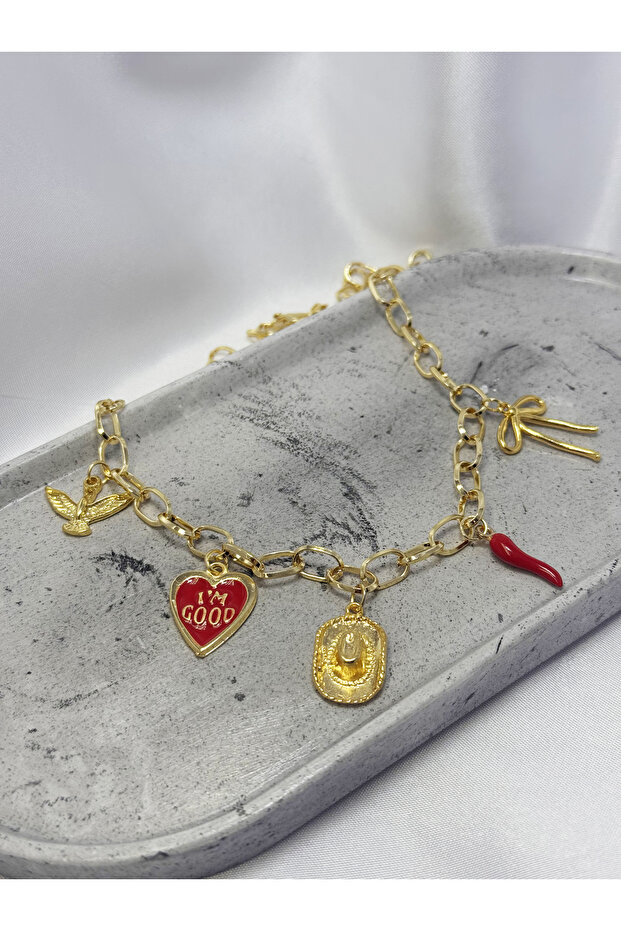 Ruby Gold Charm Kolye - 6