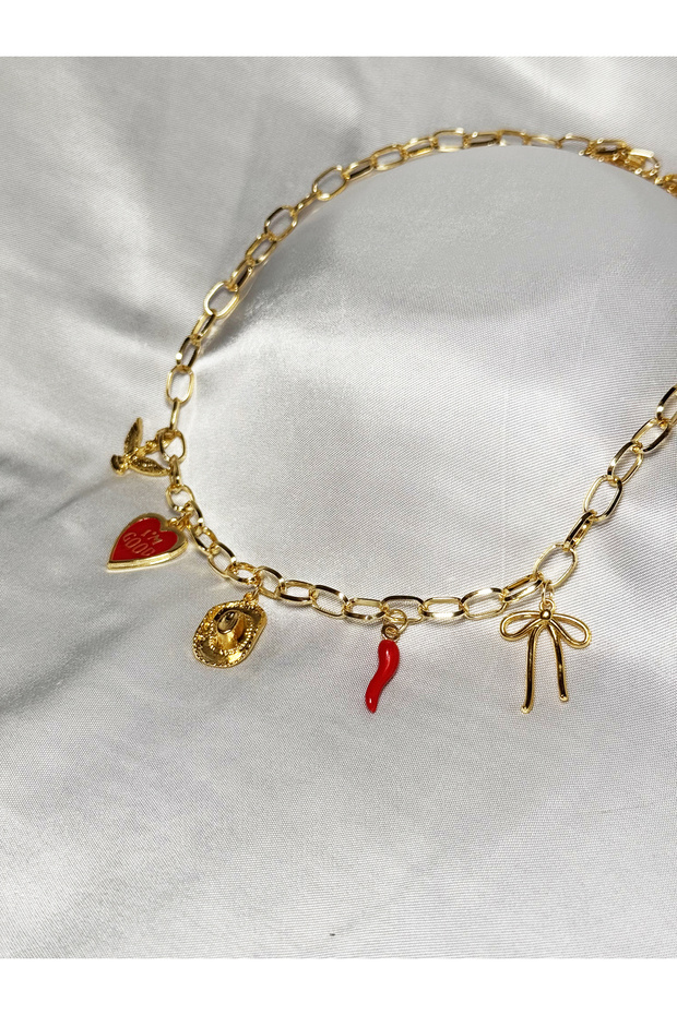 Ruby Gold Charm Kolye - 3