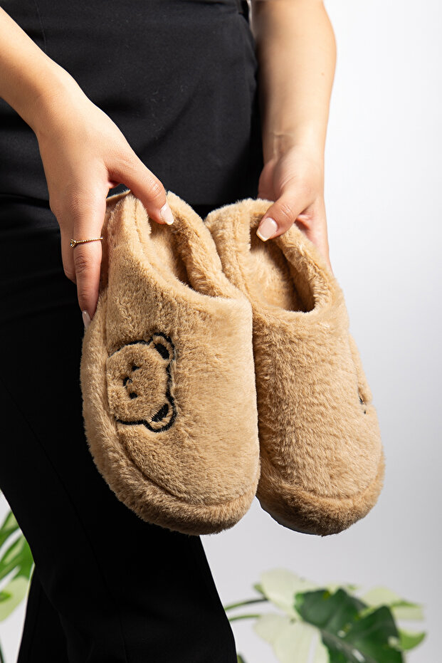 Unisex Cute Teddy Bear Comfortable Indoor Non-Slip High Sole House Slippers
