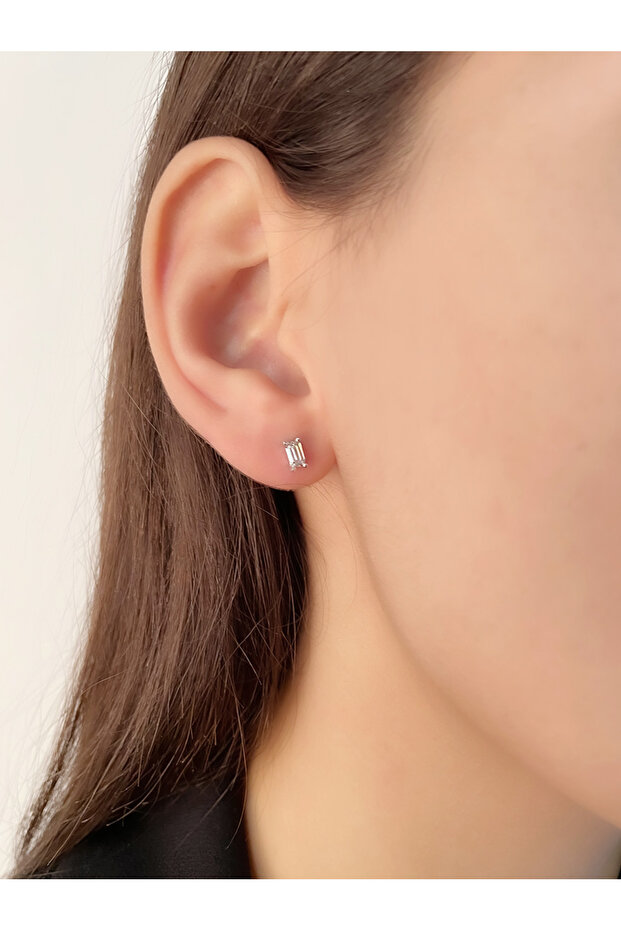 Oktagon Tektaş, 925 Ayar Gümüş Küpe (Bu küpemiz TEK Olarak Satılır). - 3