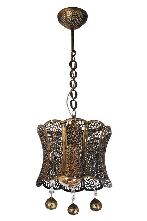 Sarkıt Tekli Modern Avize Milano Tekli Kt Siyah Sarı Patine Avize Metal Avize - 6