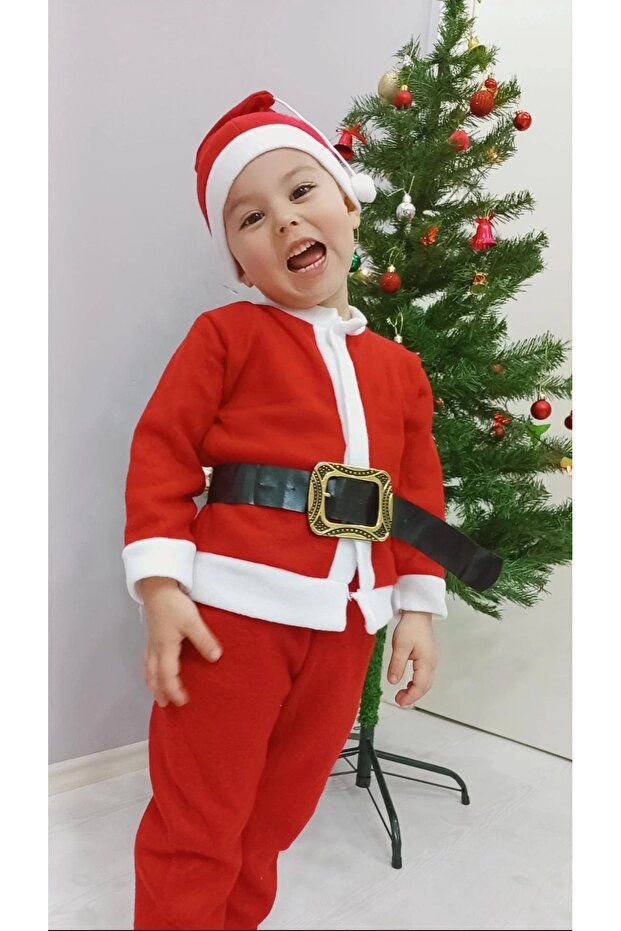 BOY CHRISTMAS FATHER CHRISTMAS COSTUME WITH BELT AND HAT GIFT