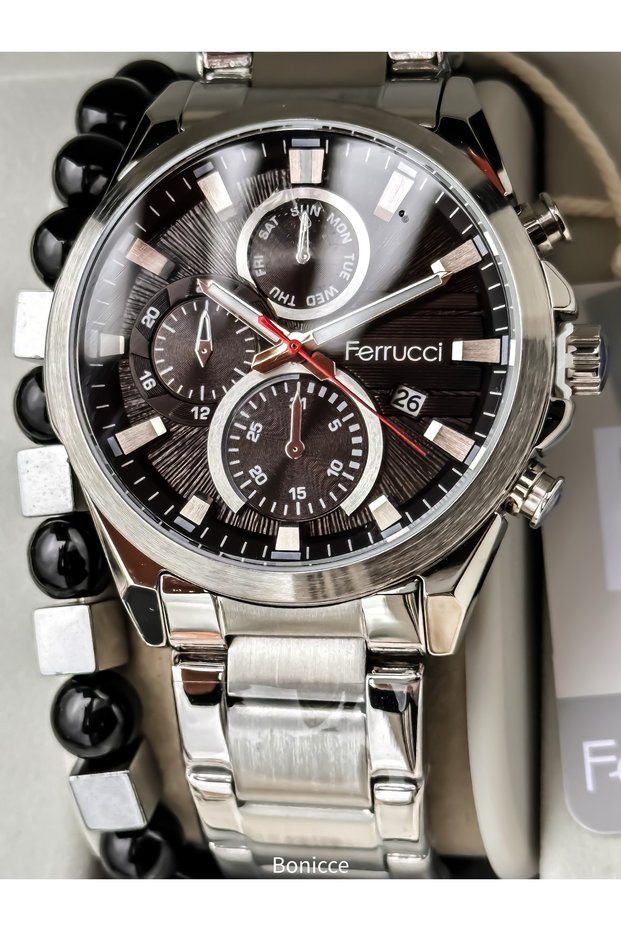 Men's Wristwatch, Black Color, Steel Band, Bracelet Gift