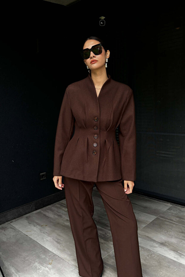 Brown Buttoned Stamp Jacket - 3