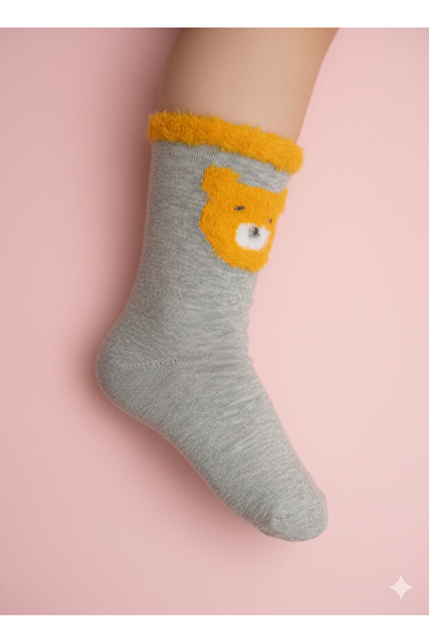 Girl's Plush Detailed Socks Soft Breathable Anti-Sweat