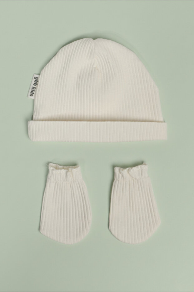 Newborn Hat & Gloves Set – 100% Cotton Combed Extra Soft Lightweight Anti-Sweat, 0-6 Months Unisex