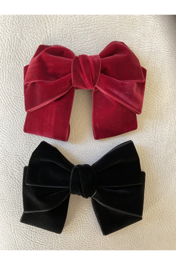 Velvet Ribbon Buckle Set (Burgundy-Black) and (Red-Black)