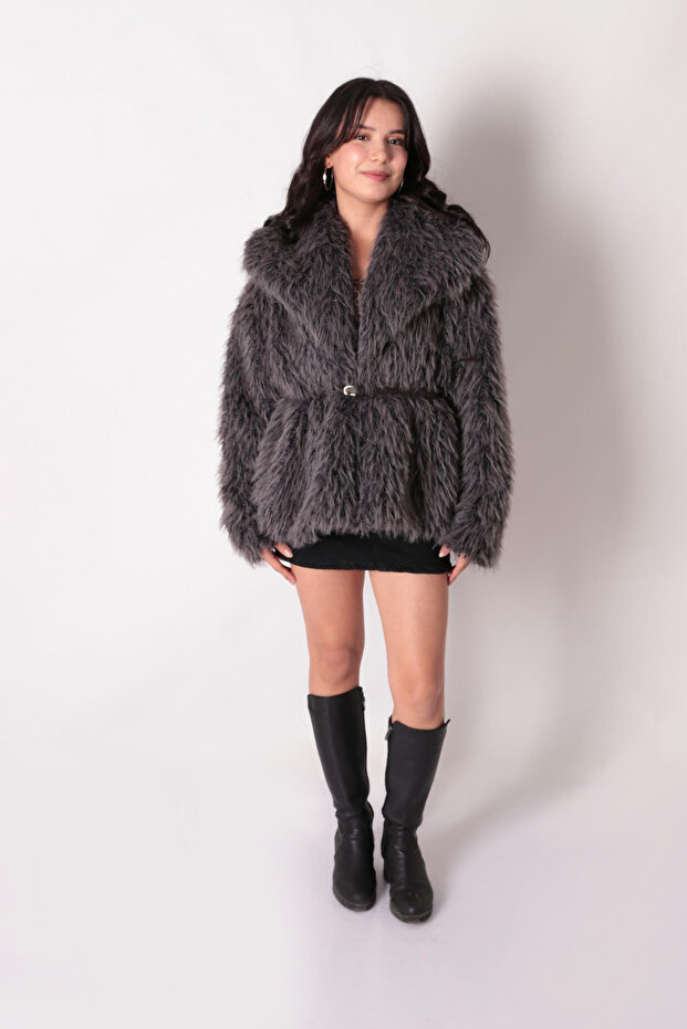 1005399 Women's Wide Collar Fur Coat