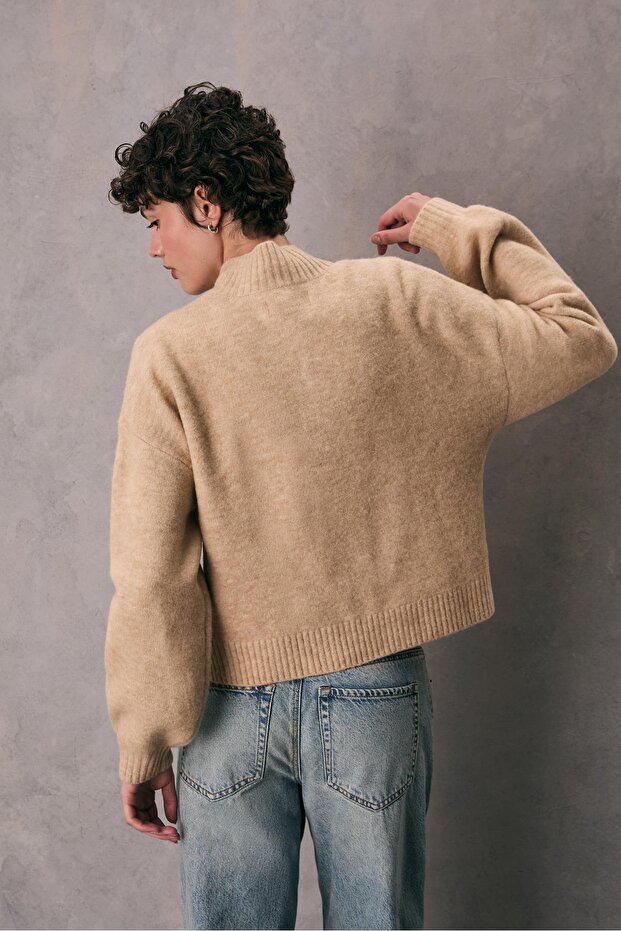 Fermuarlı triko kazak - 5