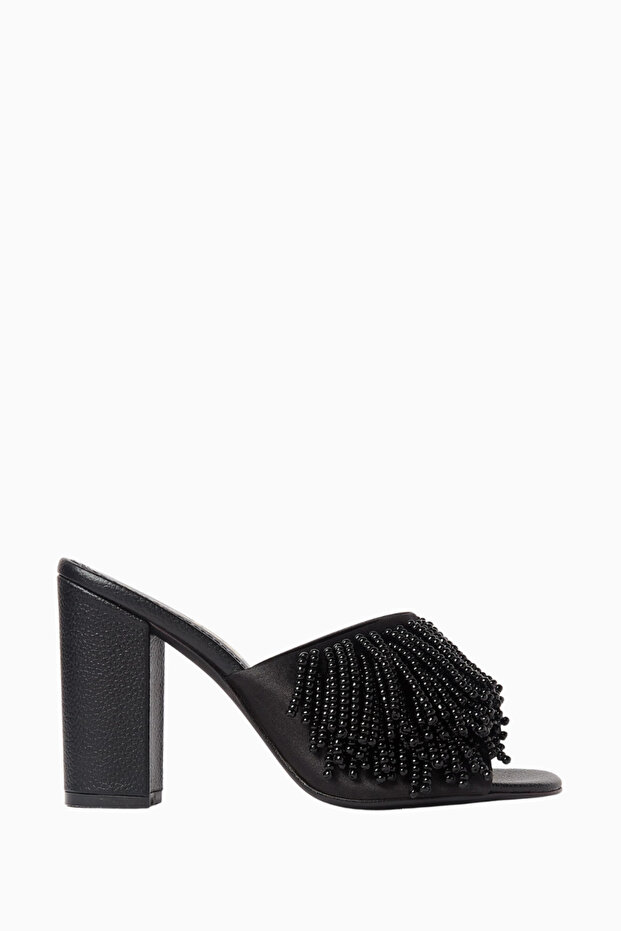 Myriade 120, Luxury Leather Heeled Mule with El Workmanship Bead Detail