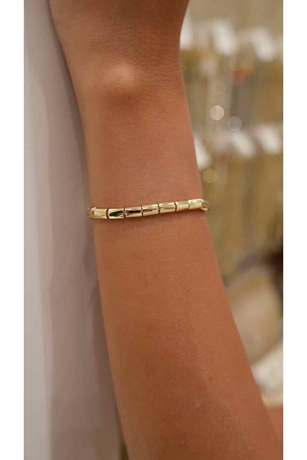Gold Rectangular Flat Plate Xp Bracelet