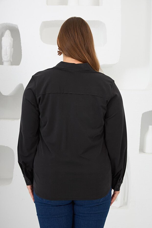 قميص بلون سادة مقاس كبير - 4