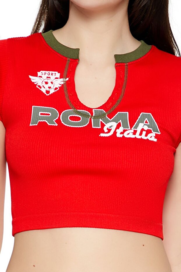 Baskılı Crop Tişört - 3