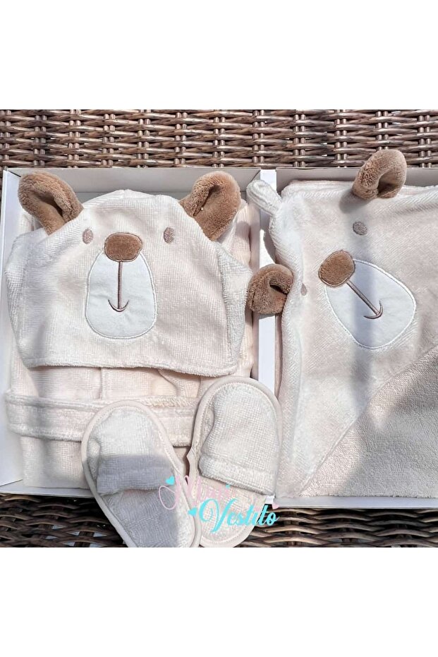 Baby Bear Soft Bathrobe Set