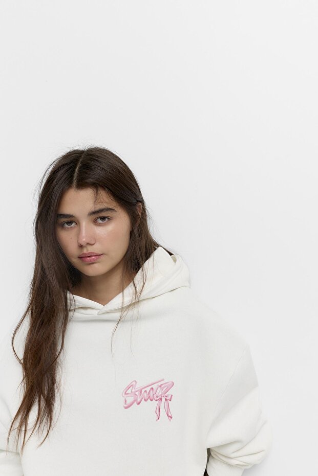 Fiyonk grafikli kapüşonlu sweatshirt - 4