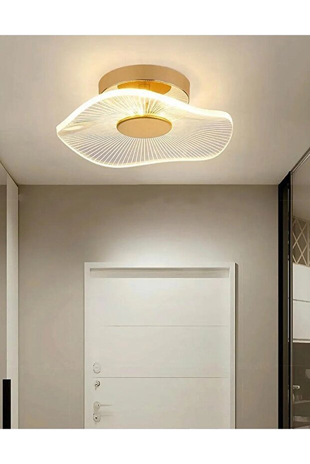 Şapka Plafonyer Tavan Gold Tekli Avize 3 Renk Ledli Modern Led Aydınlatma - 1