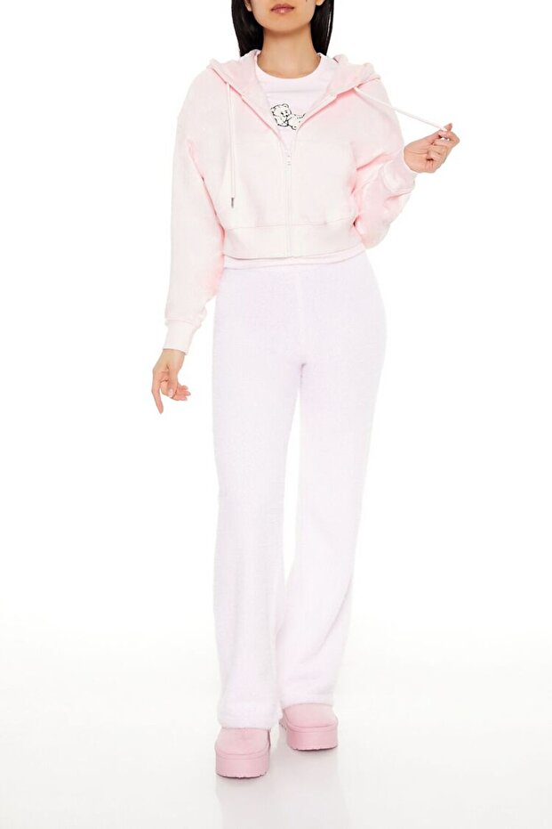 French Terry Crop Kapüşonlu Sweatshirt - 4