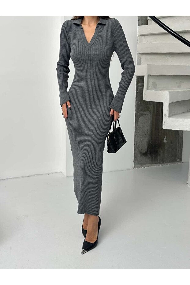 Maxi Triko Elbise - 5