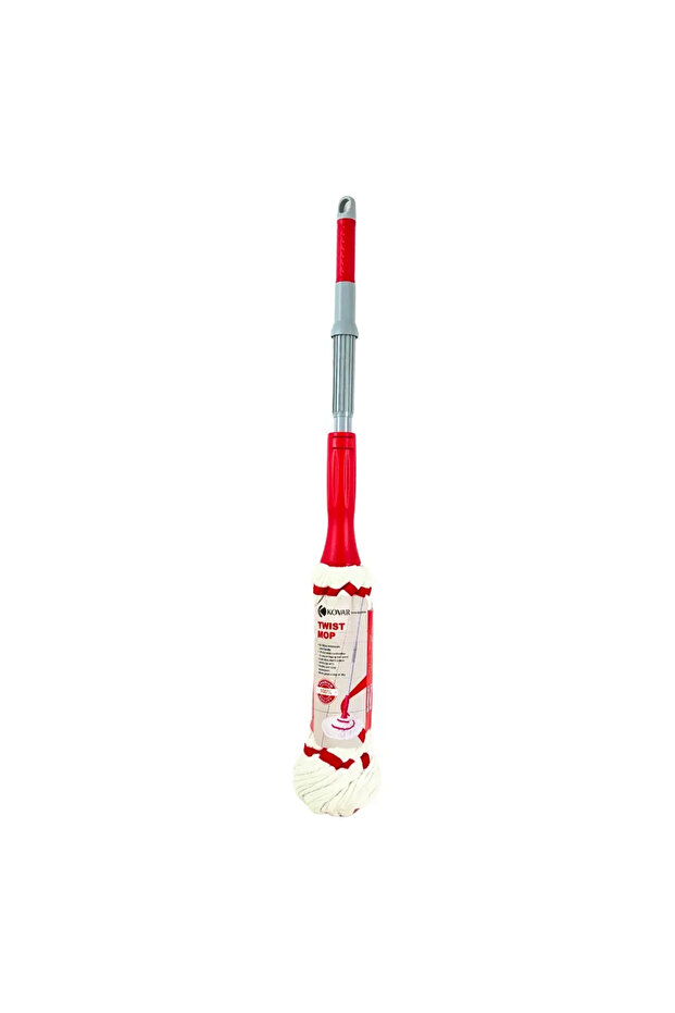 Twist Mop With Microfiber Mop Head And Self Locked Metal Handle- Red