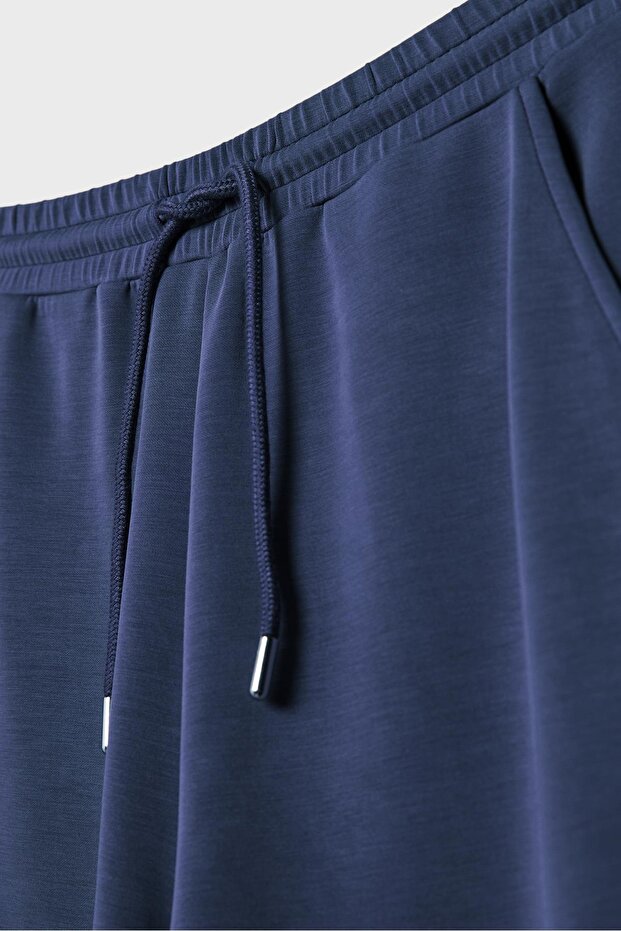 Yumuşak dokulu palazzo jogger pantolon - 7