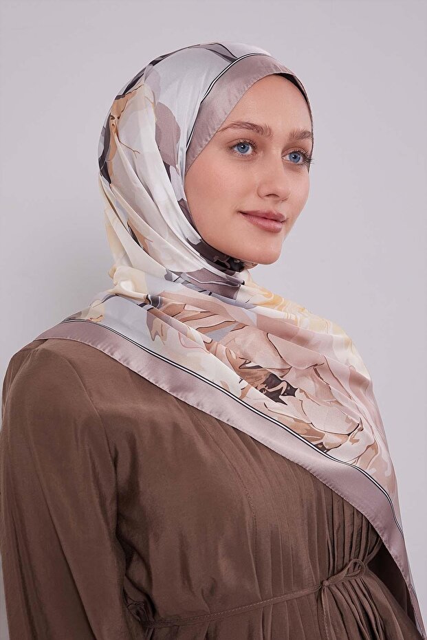 K.Vizon Lotus Desen Hint İpeği Şal - 3