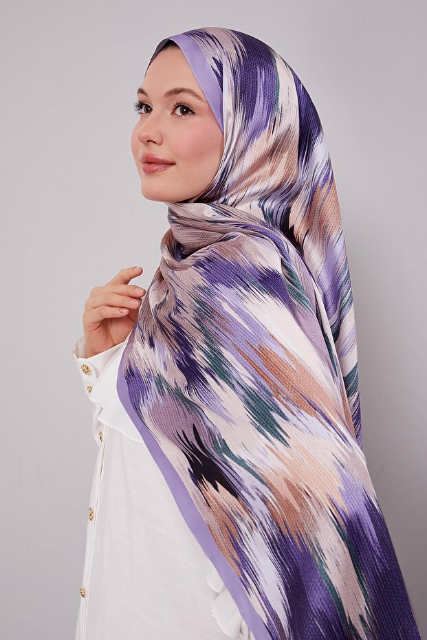 Lilac Variegated Pattern Twill Shawl - 1