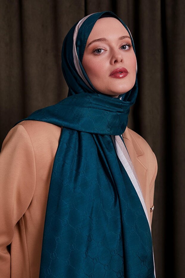 شال مونوغرام مخطط مزدوج من الزمرد - 2