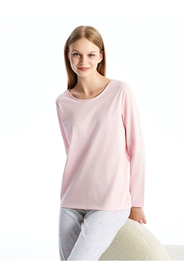 LCW DREAM Crew Neck Solid Long Sleeve Women's Pajamas Set