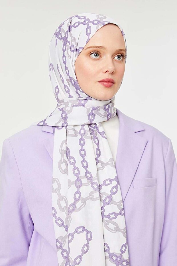 شال أحادي اللون بنمط سلسلة بنفسجية