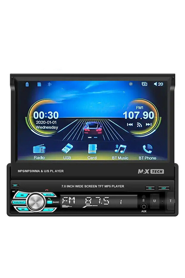 MP5 Player Universal Cu Android, MaxTech®, Casetofon cu Ecran Retractabil, Ecran LCD de 7 inch - 6
