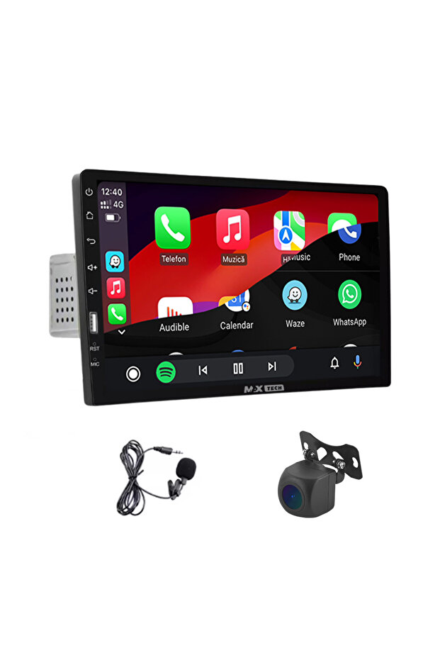 MP5 Player universal Android auto & Carplay 1 Din, MaxTech®, display HD de 9 inch, Camera marsarier - 1