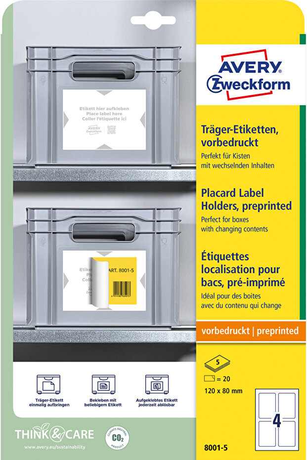 Support labels 8001-5, dimensions 120 x 80 mm, 4/A4, 5 sheets/top - 1