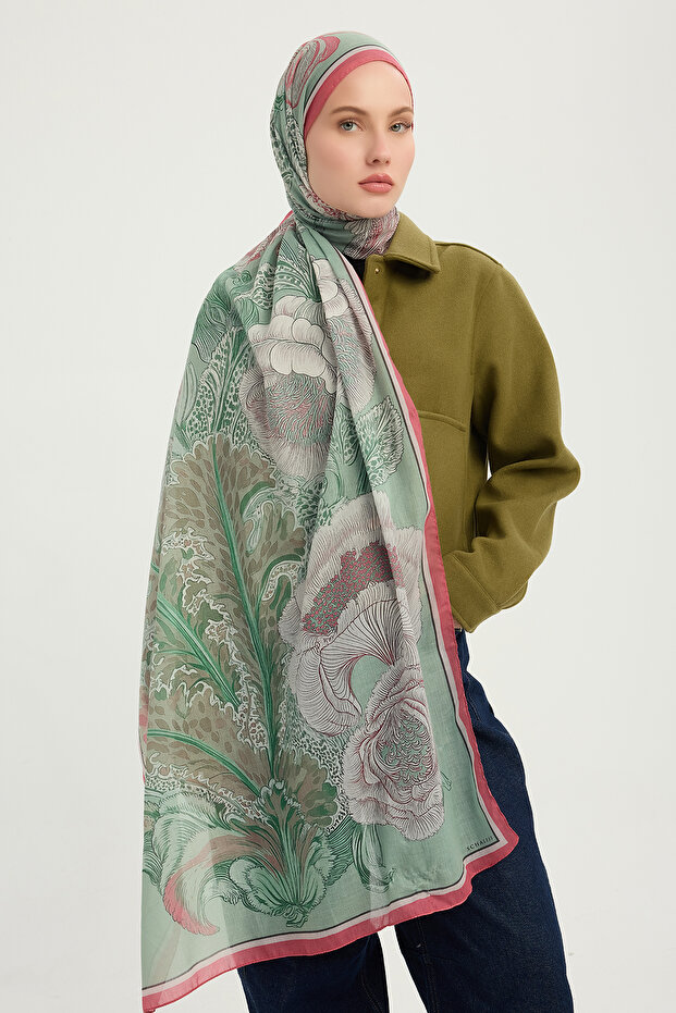 Mercan Bahçesi - Nefti - Efilia Patterned Shawl - 70X190 cm