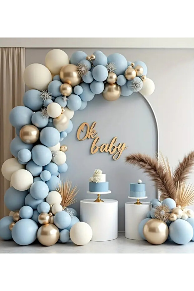 Orange Blue Retro White Gold Chrome Balloon Chain Set