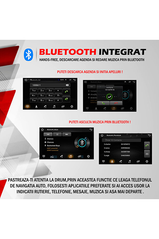 MP5 Player Universal Cu Android, MaxTech®, Casetofon cu Ecran Retractabil, Ecran LCD de 7 inch - 2