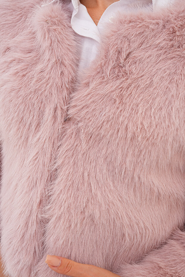 سترة كروب بوي ذات ياقة أساسية وفرو - 6