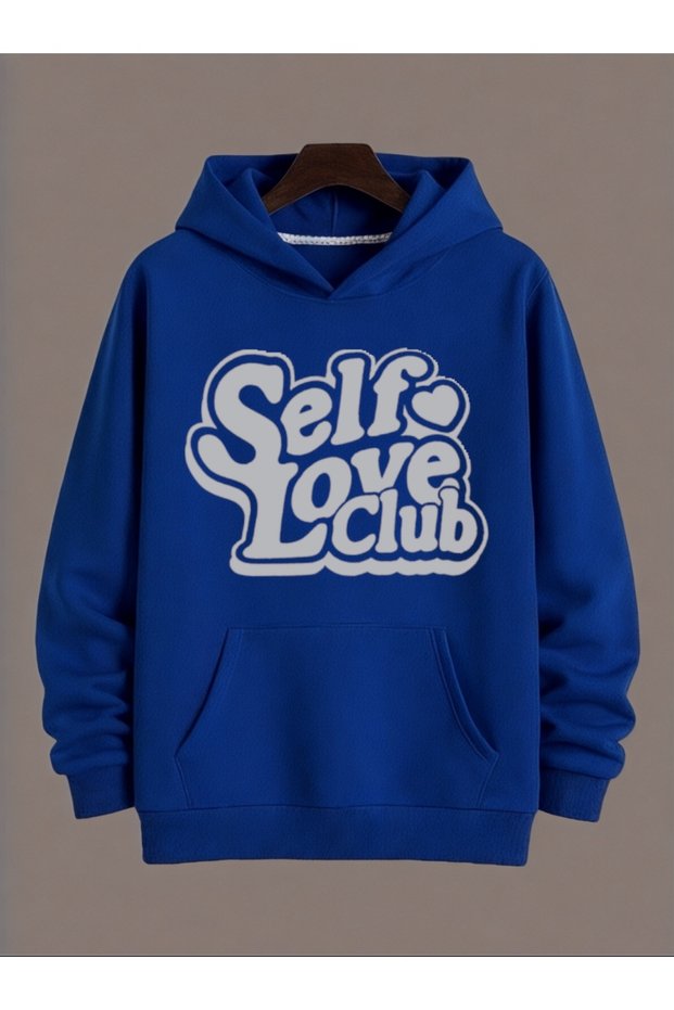 Unisex Self Love Club Colorful Custom Printed Cotton Oversize Hooded Sweatshirt