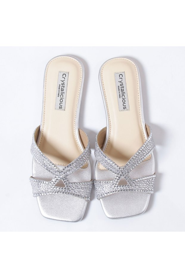 Sapphire Handcrafted Chic & Comfort Rhinestones Women Flat Sandal Non-Slip For Day-To-Night Wear